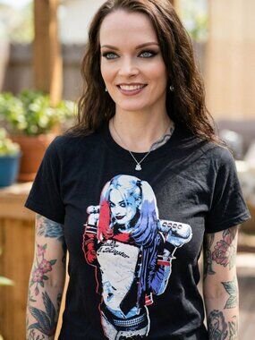 DC Comics ✦ Harley Quinn Lil Monster Graphic Tee ✦ Black Short Sleeve Size S